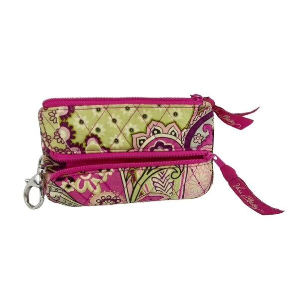 Vera Bradley 5.5 inch Zippered Keychain Wallet Pink Paisley Pattern - Picture 2 of 5